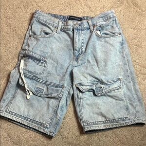Aeropostale Light Blue Cargo Bermuda Shorts - Relaxed Fit